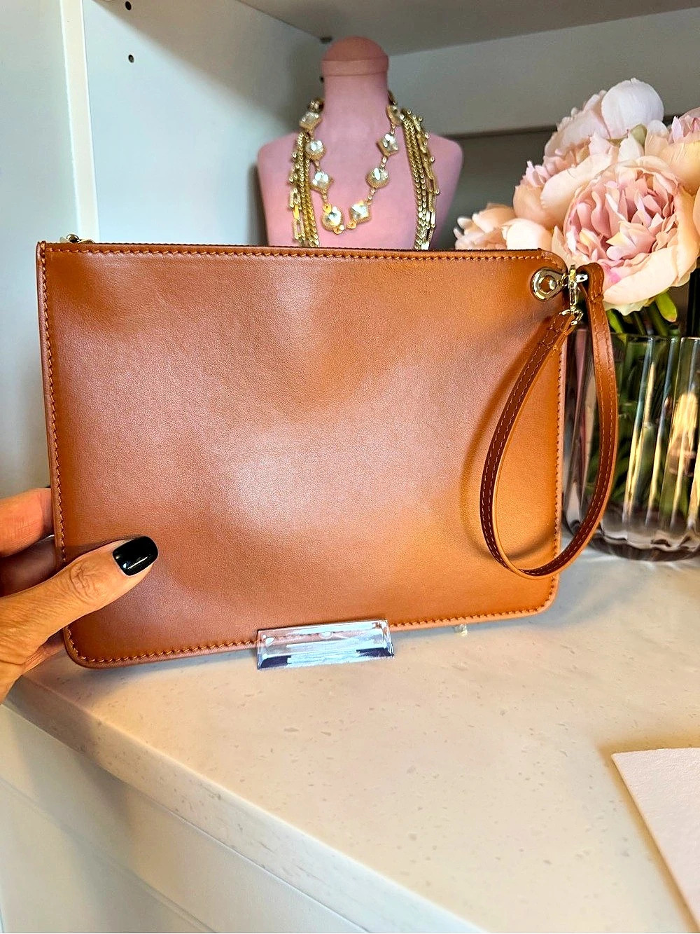 Christian Louboutin New Bettina Small Pouch Wristlet Brown Leather silver HW - Picture 6 of 13